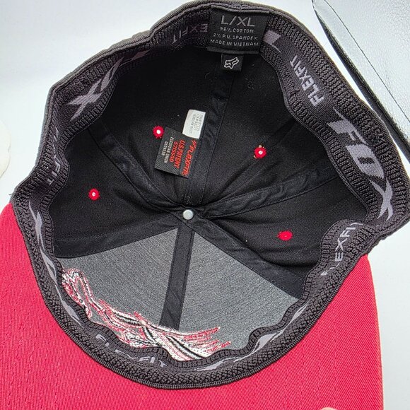 Fox Racing Mens L/XL Black Red Embroidered Baseball Hat Casual Cap Motorcycles - Picture 7 of 9
